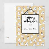 Gelukkig Doodle Halloween Geesten Patroon Vakantie Feestdagenkaart (Voorkant / Achterkant)