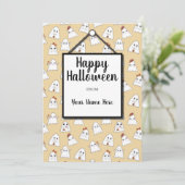 Gelukkig Doodle Halloween Geesten Patroon Vakantie Feestdagenkaart (Staand voorkant)