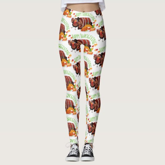 gelukkig drink turkije dankzij thanksgiving leggings (Voorkant)