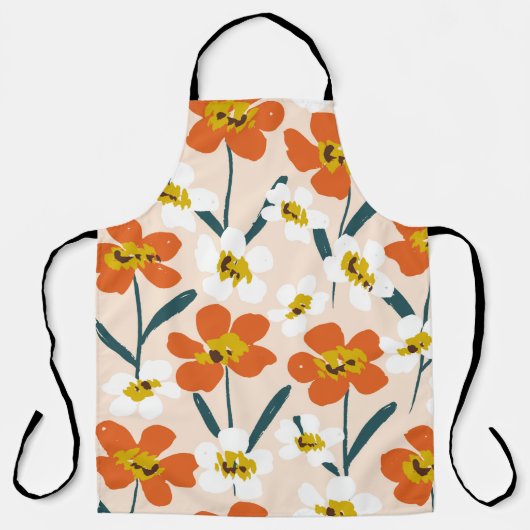 Gelukkig droog geverfd bloei naadloos  patroon. schort (Voorkant)