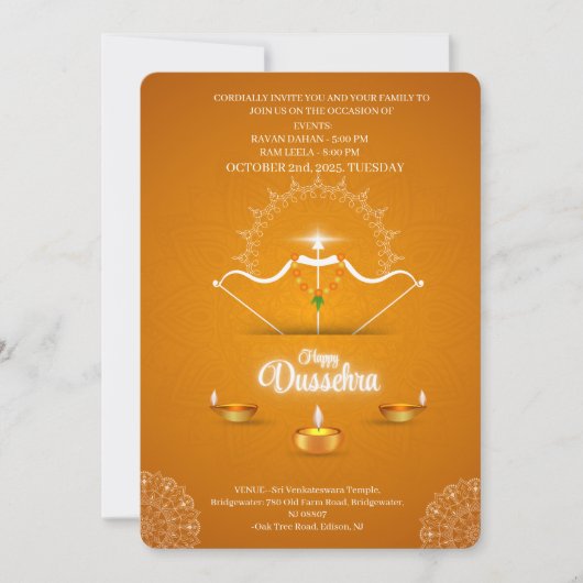Gelukkig Dussehra-vieringsuitnodiging Kaart (Voorkant)