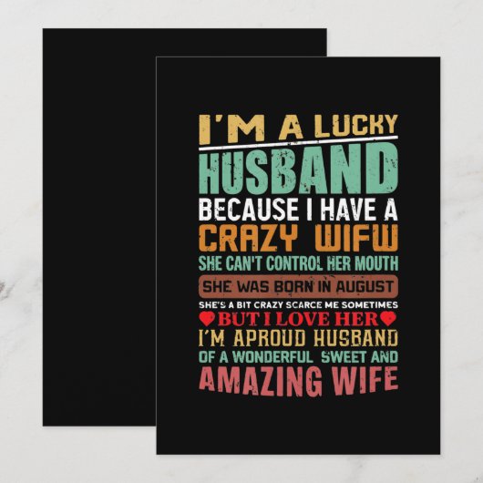 Gelukkig echtgenoot gekke vrouw augustus vrouw ver feestdagenkaart (Voorkant / Achterkant)