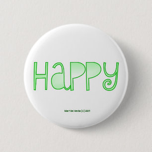 Gelukkig - een Positief Woord Ronde Button 5,7 Cm