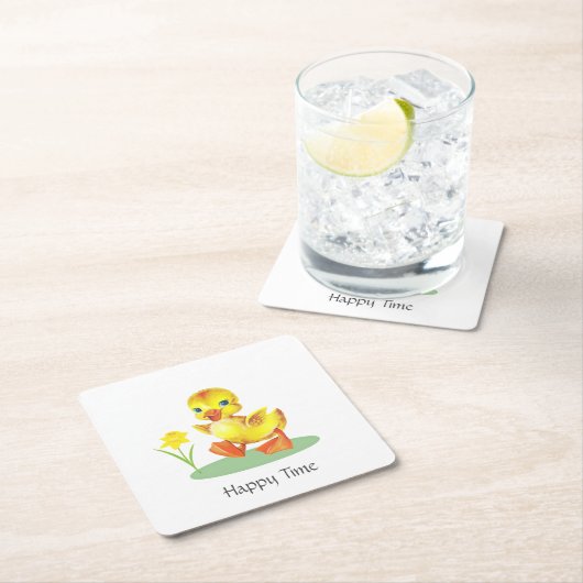 Gelukkig eendje op wit kartonnen onderzetters (Insitu)