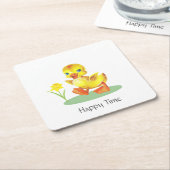 Gelukkig eendje op wit kartonnen onderzetters (Schuin)