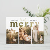 Gelukkig Eenvoudig 3 Foto Feestdagenkaart (Staand voorkant)