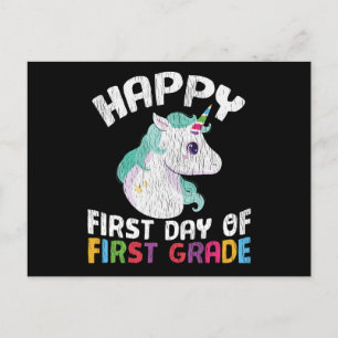 Gelukkig Eerste Klas Eenhoorn Eerste Schooldag Cad Briefkaart