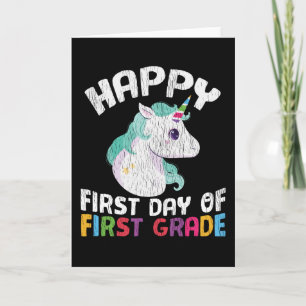 Gelukkig Eerste Klas Eenhoorn Eerste Schooldag Cad Kaart
