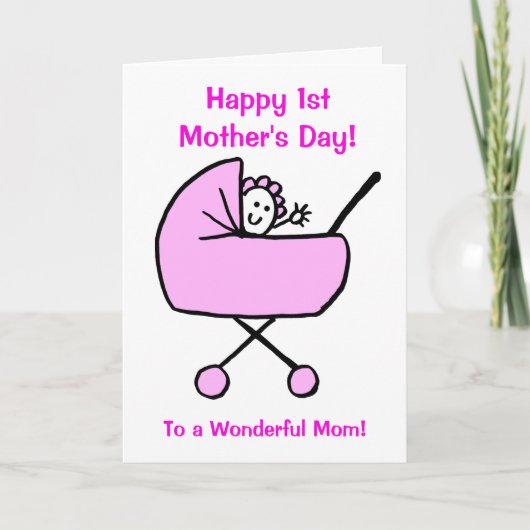 Gelukkig eerste Moederdag Kaart Baby Meisje (Voorkant)