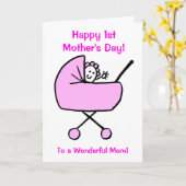 Gelukkig eerste Moederdag kaart voor kleine meid (Gele Bloem)