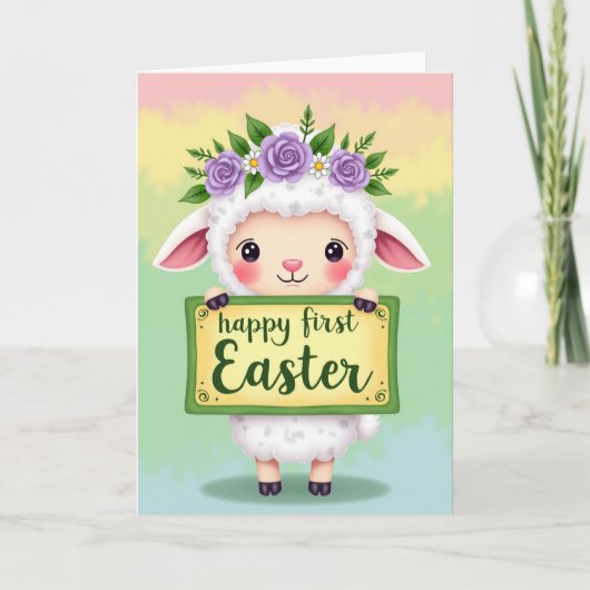 Gelukkig eerste Pasen Schaap Kaart (Voorkant)