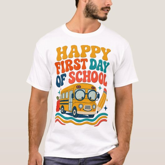 Gelukkig eerste schooldag Bus T-shirt (Voorkant)