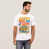 Gelukkig eerste schooldag Bus T-shirt (Voorkant volledig)