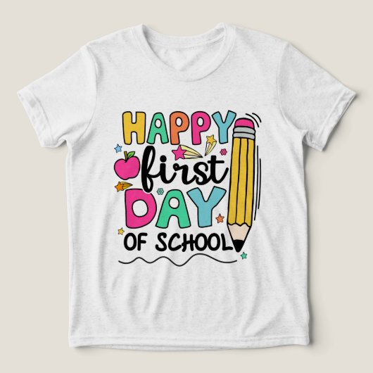 Gelukkig eerste schooldag potlood leraar kinderen Tri-Blend shirt (Design voorkant)
