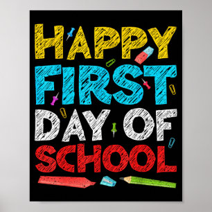 Gelukkig eerste schooldag shirt jongen meisje teru poster