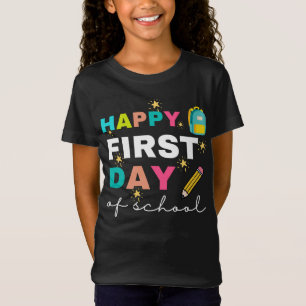Gelukkig eerste schooldag T-shirt, school leraar T-shirt