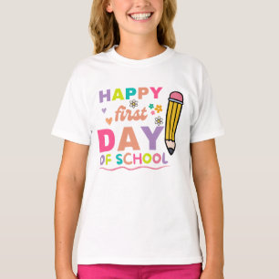 Gelukkig eerste schooldag T-shirt, school leraar T-shirt