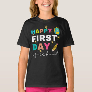 Gelukkig eerste schooldag T-shirt, schoolleerkrach T-shirt