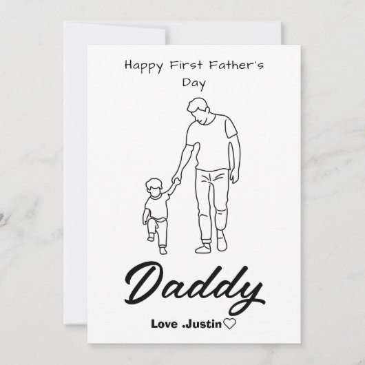 Gelukkig Eerste Vaderdag Kaart Zoet en Hartelijk (Voorkant)