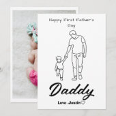 Gelukkig Eerste Vaderdag Kaart Zoet en Hartelijk (Voorkant / Achterkant)