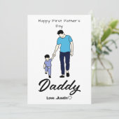 Gelukkig eerste Vaderdag Kaart Zoet en Hartverwarm (Staand voorkant)