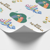Gelukkig Eid Mubarak 1445 Hijriah Wit Cadeaupapier (Hoek)