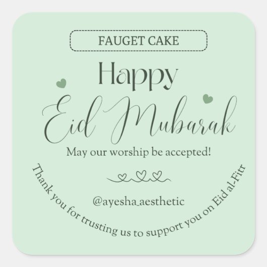 Gelukkig Eid Mubarak Esthetische Sticker | Minimaa (Voorkant)