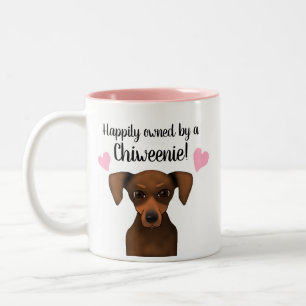 Gelukkig Eigendom van een Chiweenie   Chihuahua Da Tweekleurige Koffiemok
