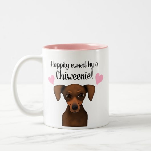 Gelukkig Eigendom van een Chiweenie | Chihuahua Da Tweekleurige Koffiemok (Links)