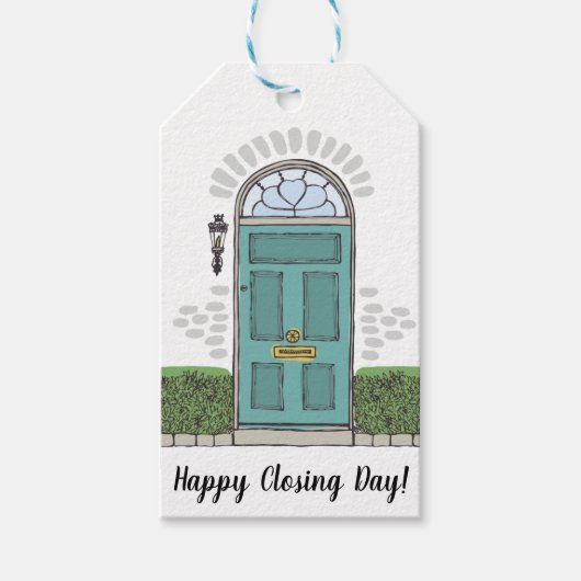 Gelukkig Einddag onroerend goed Cadeaulabel (Voorkant)