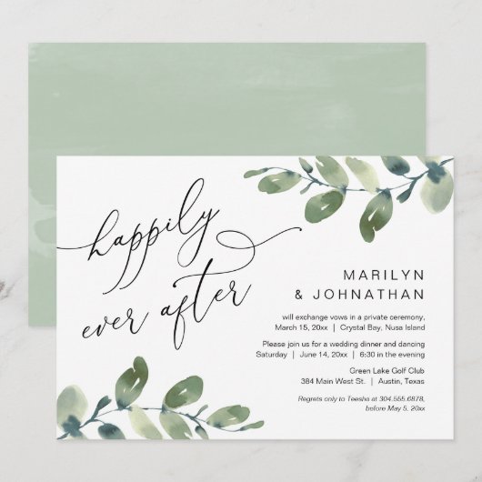 Gelukkig Eindigend Trouwdiner Eucalyptus Kaart (Voorkant / Achterkant)