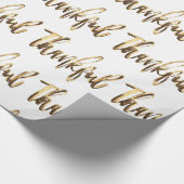 Gelukkig Elegant Faux Gold Script-Thanksgiving Cadeaupapier (Hoek)