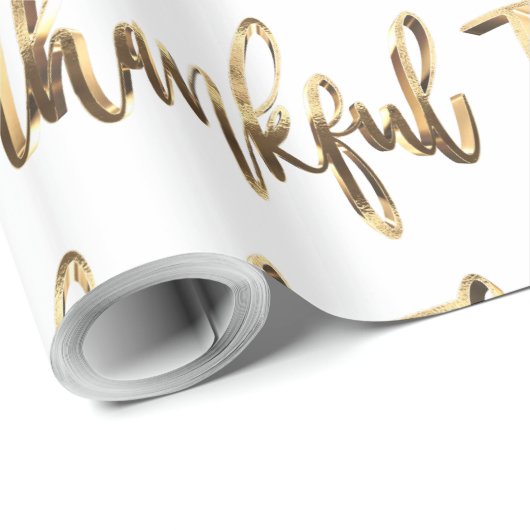 Gelukkig Elegant Faux Gold Script-Thanksgiving Cadeaupapier (Rol Hoek)