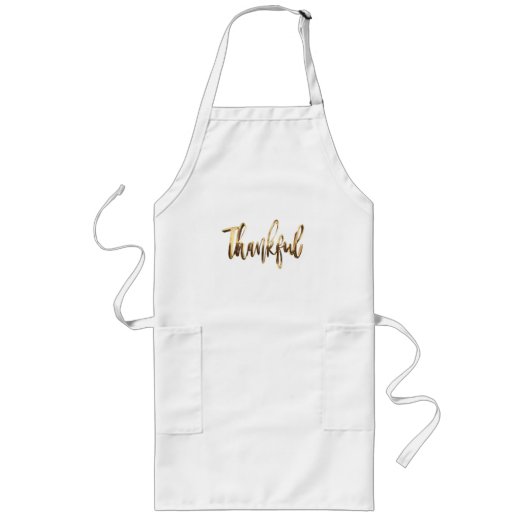 Gelukkig Elegant Faux Gold Script-Thanksgiving Lang Schort (Voorkant)