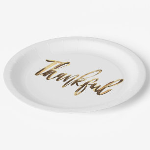 Gelukkig Elegant Faux Gold Script-Thanksgiving Papieren Bordje