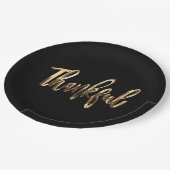 Gelukkig Elegant Faux Gold Script-Thanksgiving Papieren Bordje (Gekanteld)