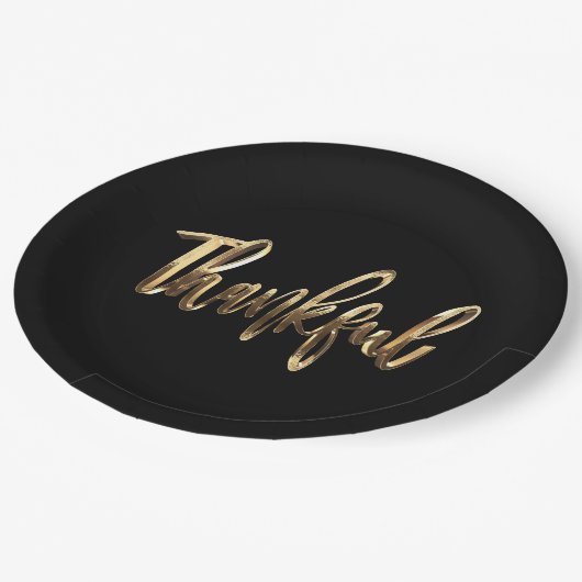Gelukkig Elegant Faux Gold Script-Thanksgiving Papieren Bordje (Gekanteld)