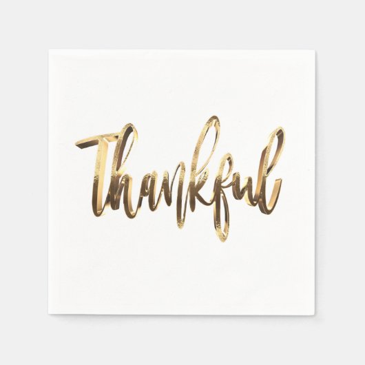 Gelukkig Elegant Faux Gold Script-Thanksgiving Servet (Voorkant)