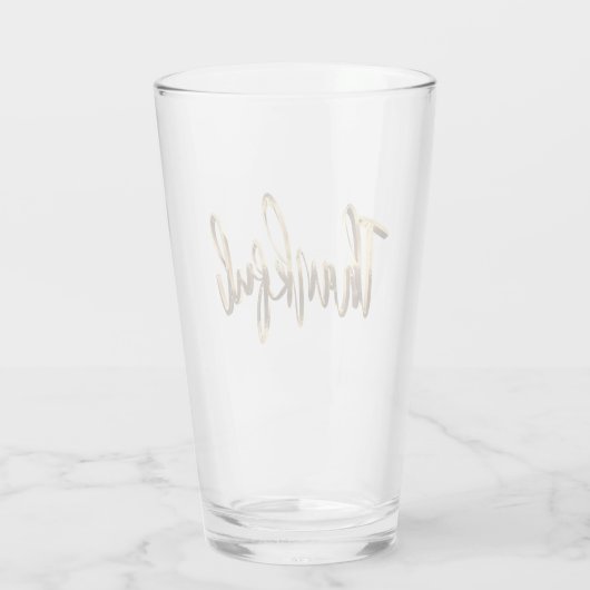 Gelukkig Elegant Gold Kijk Script-Thanksgiving Glas (Achterkant)