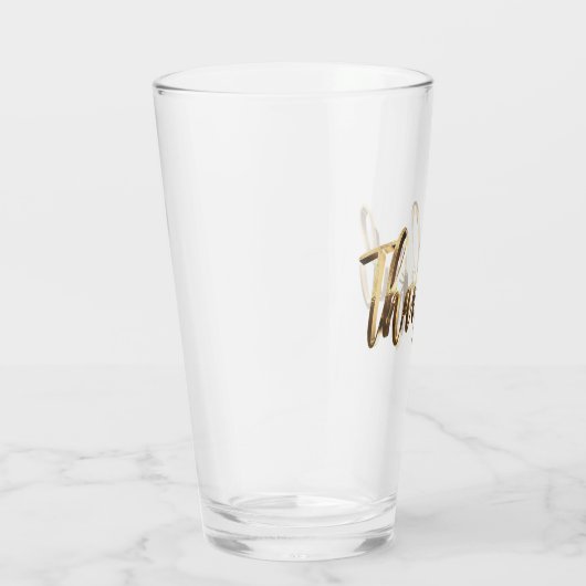 Gelukkig Elegant Gold Kijk Script-Thanksgiving Glas (Rechts)