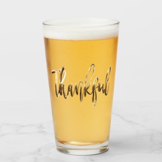 Gelukkig Elegant Gold Kijk Script-Thanksgiving Glas (Voorkant gevuld)