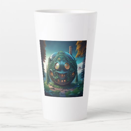 Gelukkig Emoji Huis Latte Mok (Voorkant)