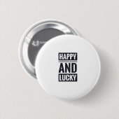 Gelukkig en fortuinlijk ronde button 5,7 cm (Voorkant /achterkant)