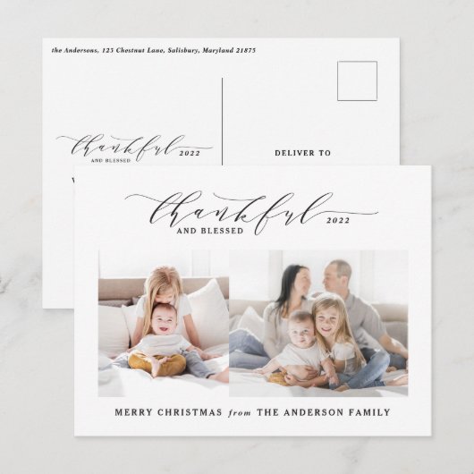 Gelukkig en gezegend met de kerstfeestdag feestdagenkaart (Voorkant / Achterkant)