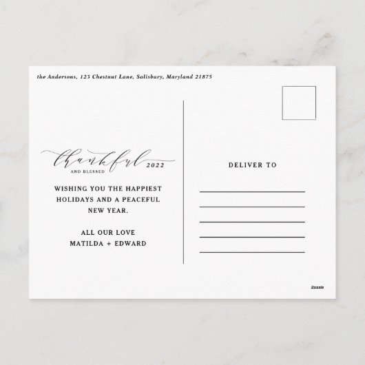 Gelukkig en gezegend met de kerstfeestdag feestdagenkaart (Achterkant)