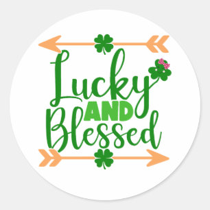 Gelukkig en gezegend 🍀✨ ronde sticker