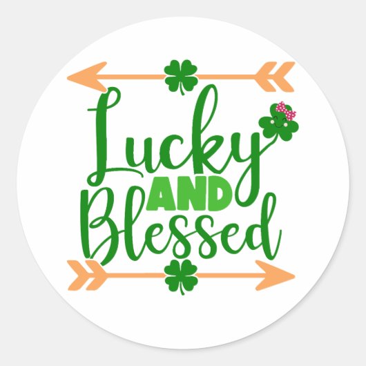 Gelukkig en gezegend 🍀✨ ronde sticker (Voorkant)