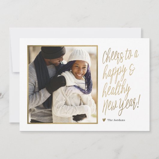Gelukkig en gezond nieuwjaar fotokaart feestdagenkaart (Voorkant)