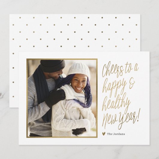 Gelukkig en gezond nieuwjaar fotokaart feestdagenkaart (Voorkant / Achterkant)