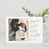 Gelukkig en gezond nieuwjaar fotokaart feestdagenkaart (Staand voorkant)